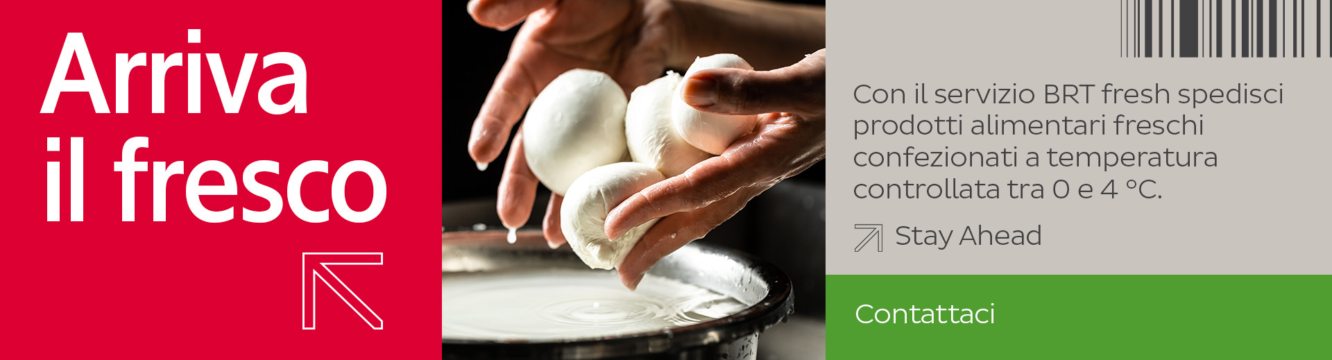 Campagna BRT fresh con immagini di mozzarelle fresche