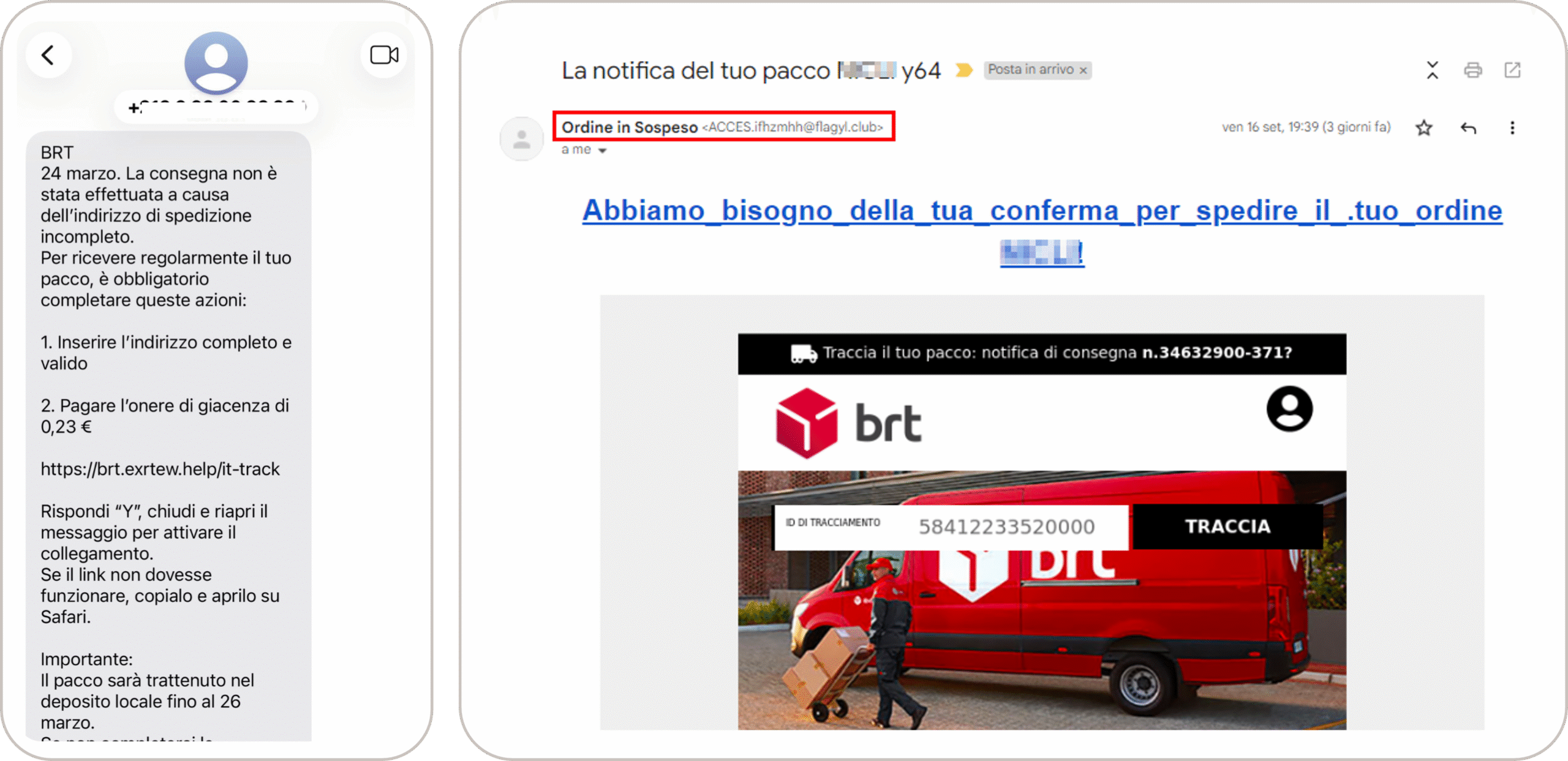 email e SMS phishing